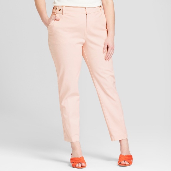 Ava & Viv Pants - Plus size Pale blush high rise ankle chino pant